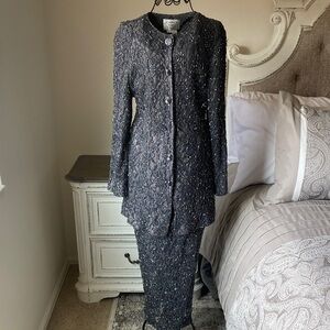 Vintage Carmen Marc Valvo Black Lace Beaded and Sequined Dress